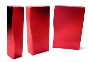 Weingeschenkkarton Sculpture Matellic Rot für 3 Flaschen